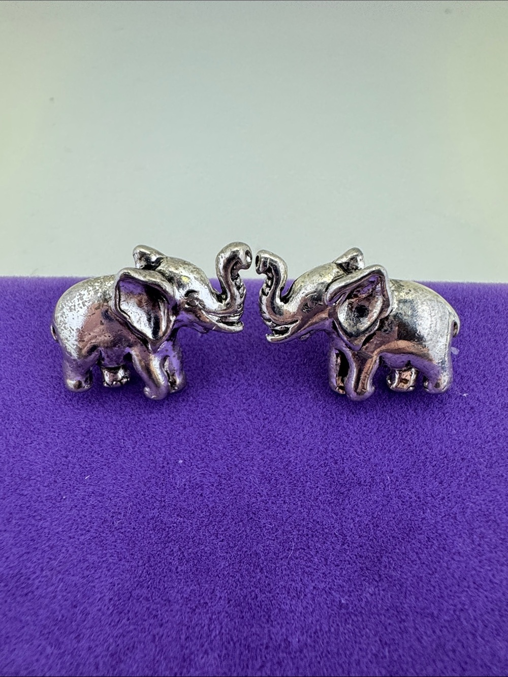💛 Classic Silver Plated Elephant Stud Earrings | Safari Princess